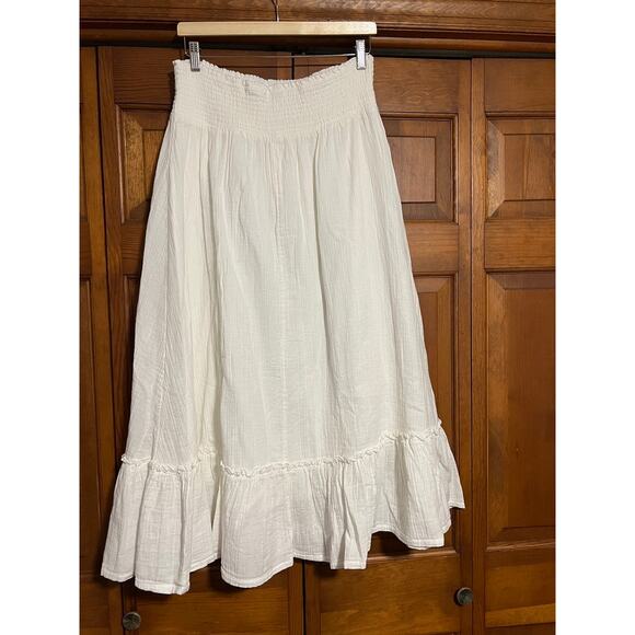 NWT Quince Women's 100% Organic Cotton Gauze Smocked Maxi Skirt White Size XS - Picture 5 of 10